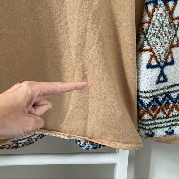 Aztec Western Cowgirl Tribal Boho oversized Shacket jacket tan women’s medium - Picture 8 of 10